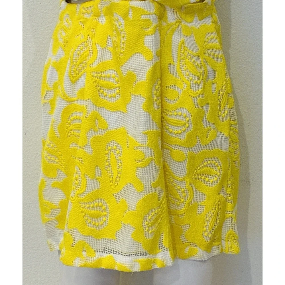 Maeve Anthropologie Lace Babydoll Strappy Backless Mini Dress Size 10 Yellow - Picture 7 of 16
